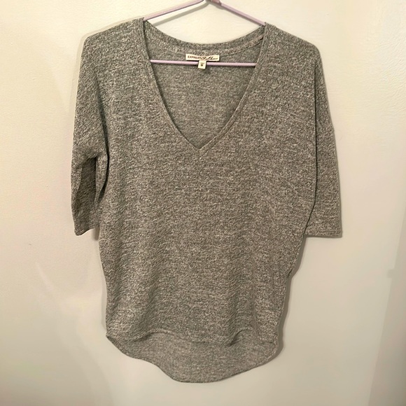 Express Heather gray 3/4 sleeve sweater - Picture 1 of 4